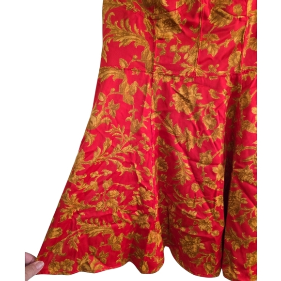 Urban Outfitters Orion Red Floral Bustier Mini Dress Print Large Corset Look - Picture 7 of 11